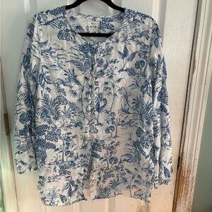 Joie 100% Linen Tropical Button Down Shirt 1X